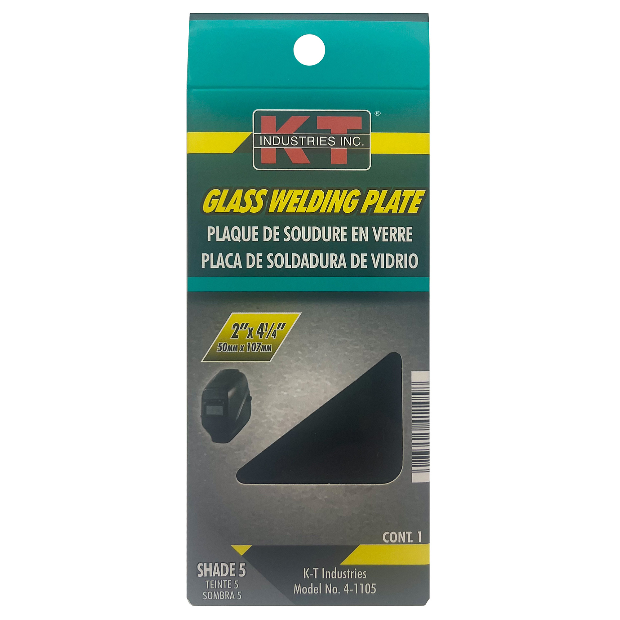 K-T Industries Welding Plate — Shade 5, 2in. x 4-1/4in., Model# 4-1105